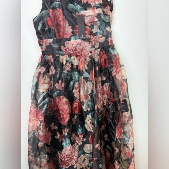 LULUS Bringing the Charm Floral Full Length Organza Gown One Shoulder NWT Sz S - Picture 7 of 11